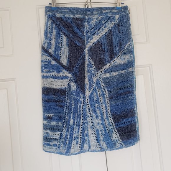 Rag & Bone Jasmin Blue Crochet Mosaic Skirt  - Size L - Picture 7 of 11